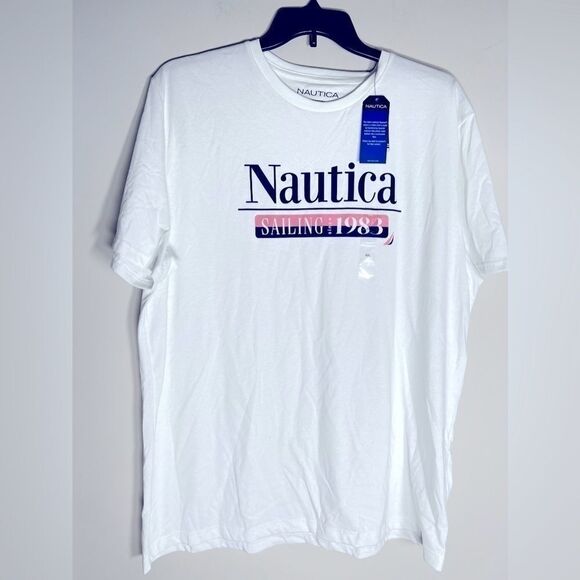 New NAUTICA Men's Classic-Fit Crew Neck Sailing Logo Graphic T-shirt white XXL - Picture 5 of 5